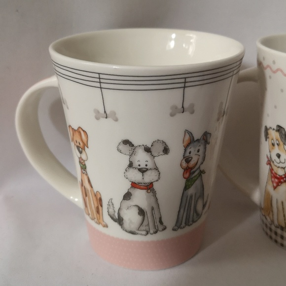 Set of Two Adorable Dog Motif Coffee Tea Mugs Matching Designs, Casa Signature - Picture 2 of 5